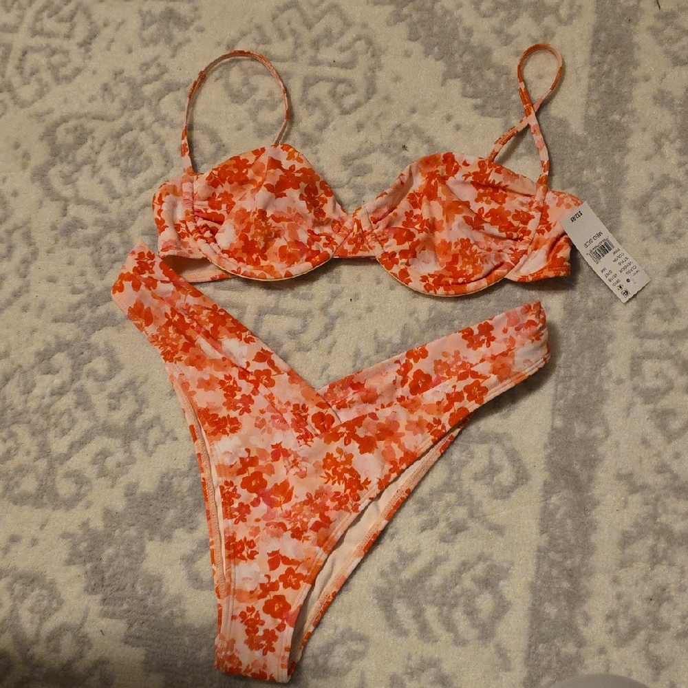 PacSun Floral Red Bikini Set